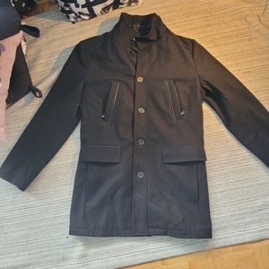 Le Château Black Mens Pea Coat